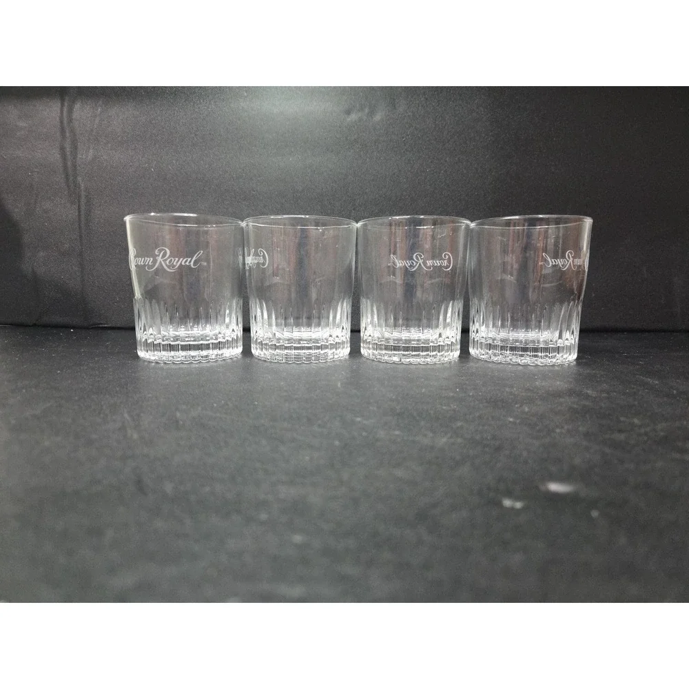 Crown Royal Whiskey Rocks Glasses, Set of 4, Limited Ed, Scotch Whiskey Glass